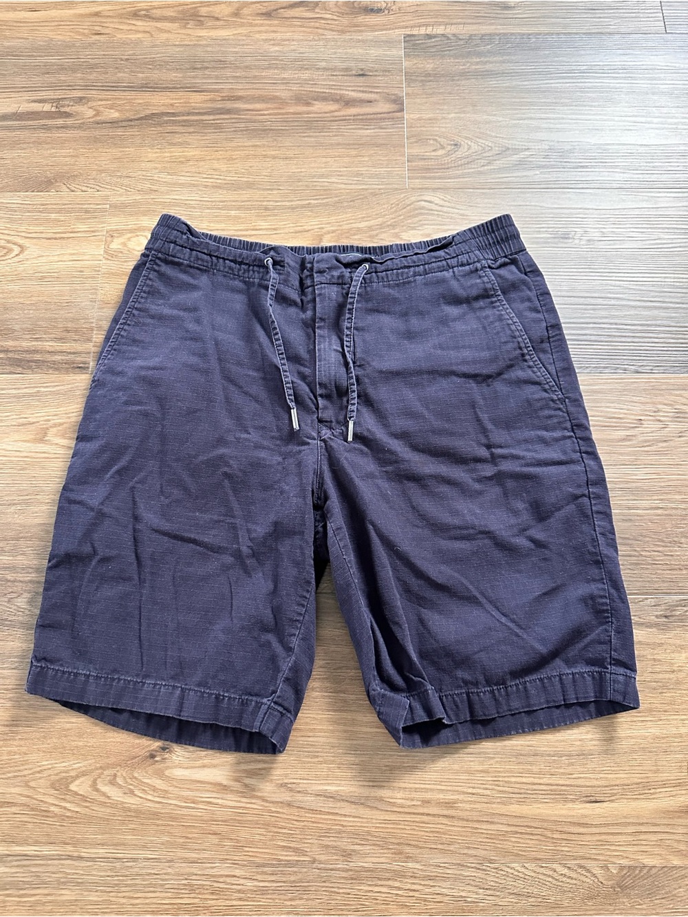 Barbour Ripstop Chino Shorts Navy Blue Mens Medium Elastic Waist Cotton Preppy
